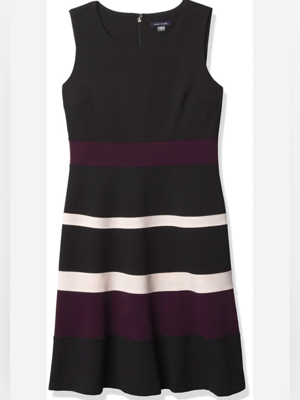 Tommy Hilfiger Black and Purple Colorblock Midi Dress
